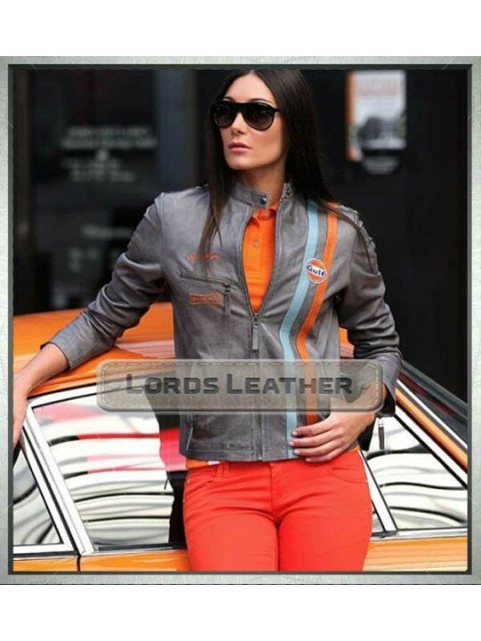Ladies formula 1 Gulf GP Leather Fashion Jacket