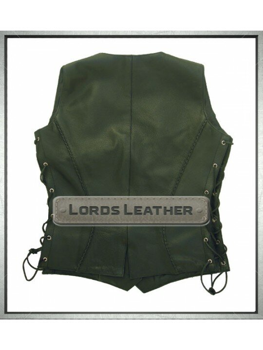 Ladies Braided Leather Touring Vest (Sparky)