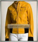 Yellow Ladies Bomber Leather Fashion Jacket Sageta
