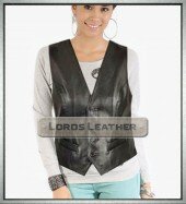 Ladies Black Leather Vest